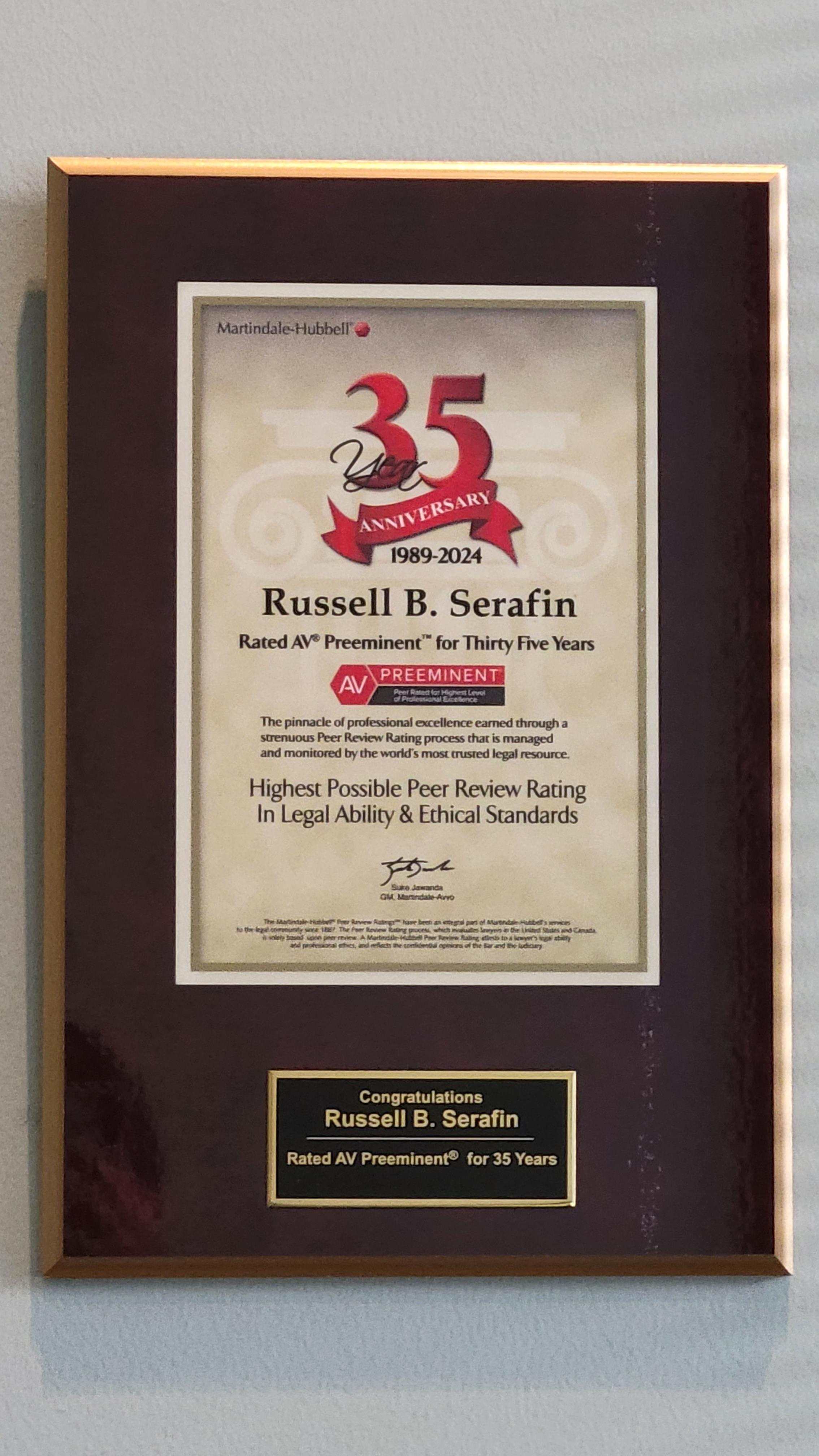 Russell Serafin Award Banner